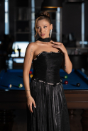 Long Black Chiffon Evening Dress ABU6322