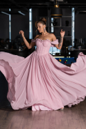 Long Powder Color Chiffon Prom Gown ABU6325