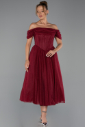 Midi Burgundy Cocktail Dress ABK2665