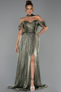 Long Olive Drab Chiffon Evening Dress ABU6342