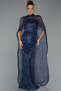 Long Navy Blue Scaly Evening Dress ABU6343