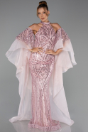 Long Powder Color Beaded Evening Dress ABU6348