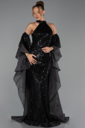 Long Black Beaded Evening Dress ABU6348