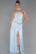 Long Light Blue Chiffon Evening Dress ABU5786