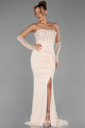 Long Beige Dantelle Evening Dress ABU6355