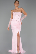 Long Powder Color Dantelle Evening Dress ABU6355