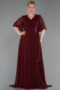 Long Burgundy Chiffon Plus Size Evening Dress ABU5180
