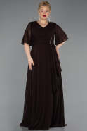Long Brown Chiffon Plus Size Evening Dress ABU5180