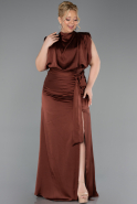 Light Brown Long Satin Plus Size Evening Dress ABU2969