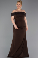 Long Brown Plus Size Evening Dress ABU6302
