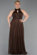 Long Brown Dantelle Plus Size Evening Dress ABU6330