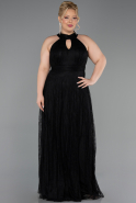 Long Black Dantelle Plus Size Evening Dress ABU6330