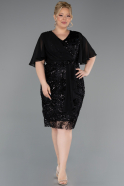 Midi Black Scaly Plus Size Cocktail Dress ABK2666