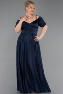 Long Navy Blue Plus Size Evening Dress ABU6333