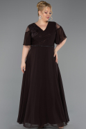 Long Brown Chiffon Plus Size Evening Dress ABU6340