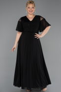 Long Black Chiffon Plus Size Evening Dress ABU6340