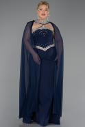 Long Navy Blue Plus Size Evening Gown ABU6338