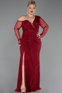 Long Burgundy Dantelle Plus Size Evening Gown ABU6339