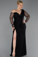 Long Black Dantelle Plus Size Evening Gown ABU6339