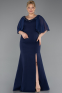 Long Navy Blue Plus Size Evening Gown ABU6353