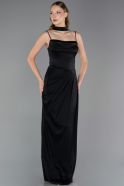Long Black Satin Evening Gown ABU6367