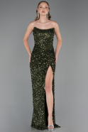 Long Olive Drab Scaly Prom Gown ABU6218