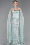 Long Mint Beaded Mermaid Evening Gown ABU6315