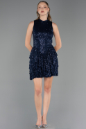 Short Navy Blue Scaly Party Dress ABK2671