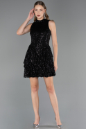Short Black Scaly Party Dress ABK2671