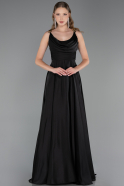 Long Black Satin Prom Gown ABU5146