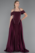 Long Plum Satin Evening Dress ABU5995