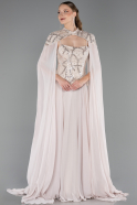 Long Beige Chiffon Evening Dress ABU5931