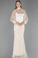 Long Beige Beaded Evening Dress ABU6358