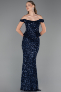 Long Navy Blue Scaly Evening Dress ABU6359