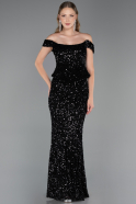 Long Black Scaly Evening Dress ABU6359
