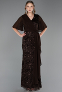 Long Brown Scaly Plus Size Evening Gown ABU6373