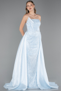 Long Light Blue Beaded Evening Dress ABU5511
