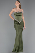Long Olive Drab Satin Mermaid Evening Gown ABU5644