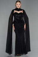 Long Black Dantelle Evening Dress ABU6360