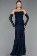 Long Navy Blue Dantelle Evening Dress ABU6375