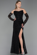 Long Black Dantelle Evening Dress ABU6376