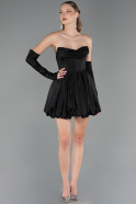 Short Black Satin Cocktail Dress ABK2672