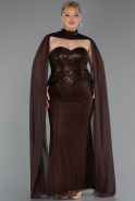 Long Brown Dantelle Plus Size Evening Dress ABU6361