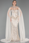 Long Beige Beaded Evening Dress ABU6377