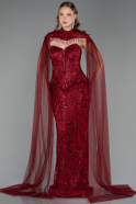 Long Burgundy Beaded Evening Dress ABU6377