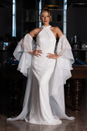 Long White Beaded Evening Dress ABU6348