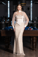 Long Beige Beaded Evening Dress ABU6358