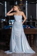 Long Light Blue Beaded Evening Dress ABU5511