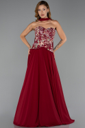 Long Burgundy Chiffon Evening Dress ABU6391