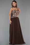 Long Brown Chiffon Evening Dress ABU6391